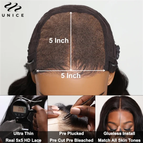 Human Hair Half Wigs Curly HD Lace Pre Plucked Glueless 26 Inch - Image 2