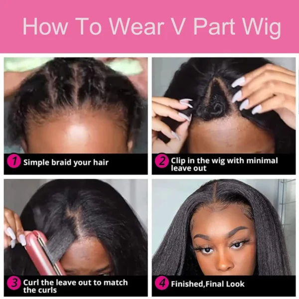 250 Density V Part Straight Glueless Human Hair Wig 30 Inch - Image 6