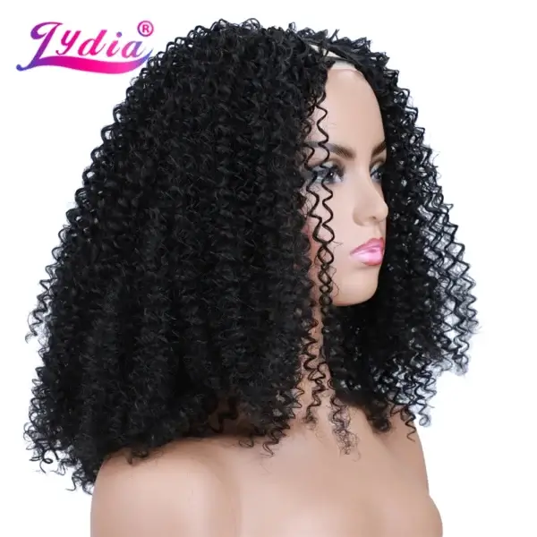 Human Hair Half Wigs 18inch Afro Kinky Curly Black - Image 5