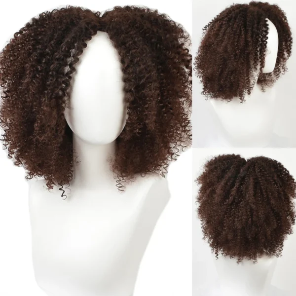 Human Hair Half Wigs Short Afro Kinky Curly Synthetic Wig - Image 4