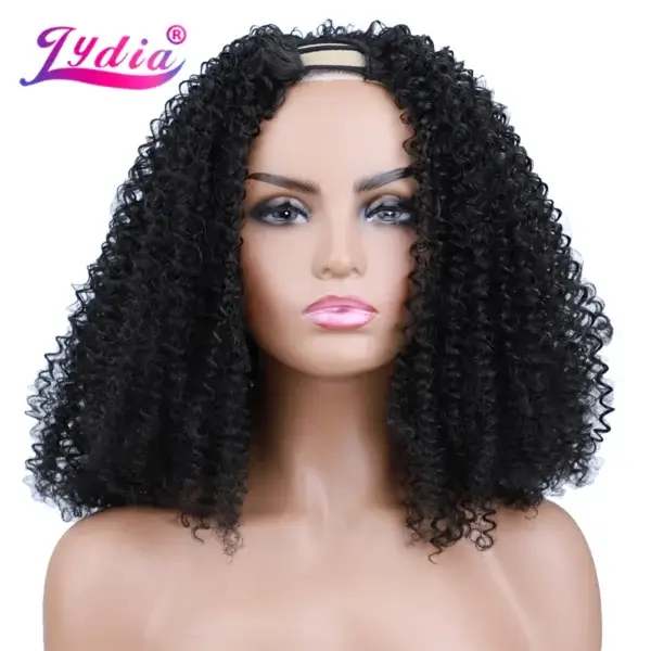 Human Hair Half Wigs 18inch Afro Kinky Curly Black - Image 2