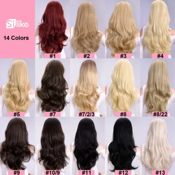 Half Wigs 24 Inch Ash Blonde Wavy Clip-In Extension 16 Colors - Image 2