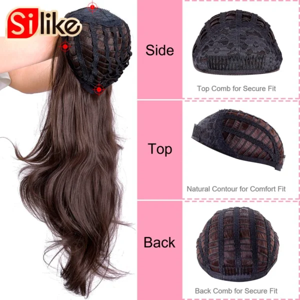 Human Hair Half Wigs Ombre Blonde Long Glueless Synthetic Wig - Image 3