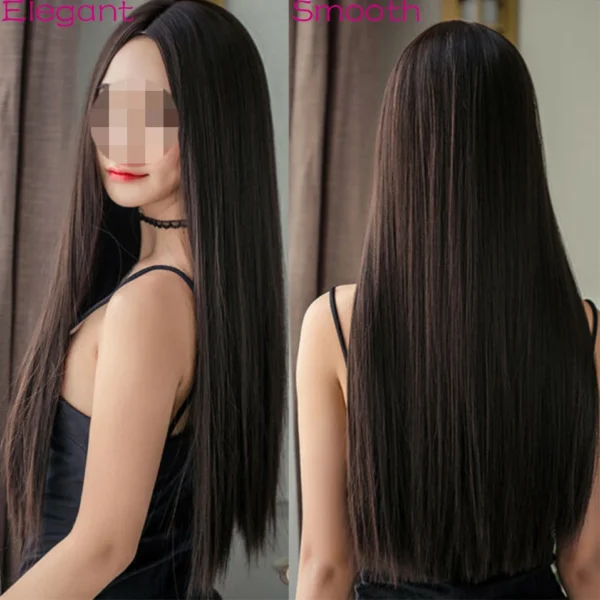 Human Hair Half Wigs U-Shape Clips Long Straight Wavy Curly Extension - Image 3