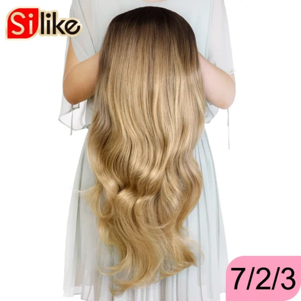 Human Hair Half Wigs Ombre Blonde Long Glueless Synthetic Wig - Image 6