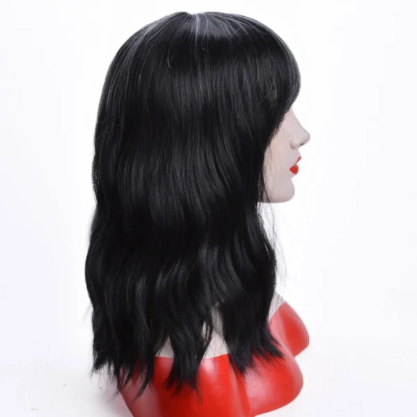 Human Hair Half Wigs Heater Resistant Black And White Wig - Image 3