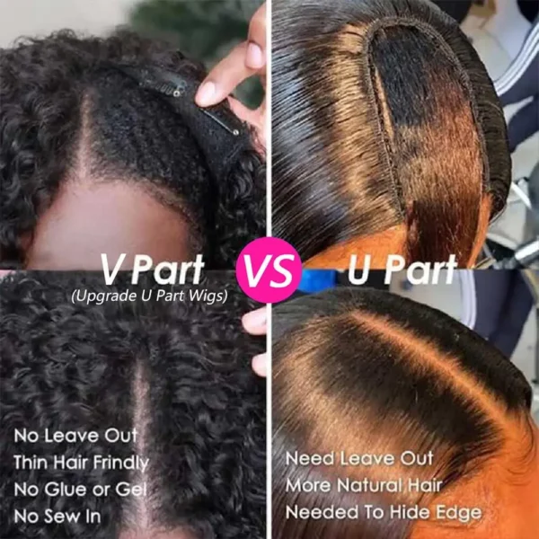 Half Wigs, Deep Curly Kinky Synthetic Hair Clip In Full Head - Image 2