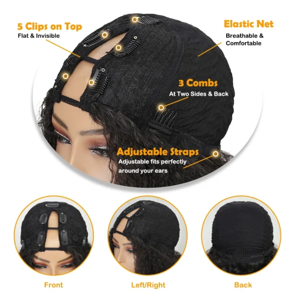 Human Hair Half Wigs Afro Curly Kinky Straight No Leave Out - Image 6