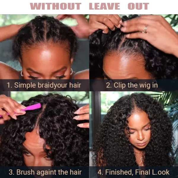 Half Wigs Afro Curly V Part, Bouncy Synthetic Kinky Curls - Image 6