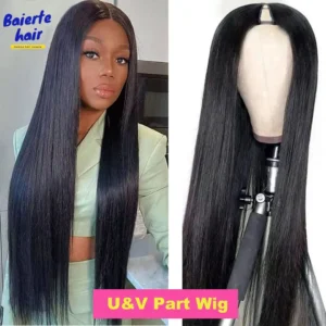 Human Hair Half Wigs 250 Density Straight Brazilian Glueless V Part