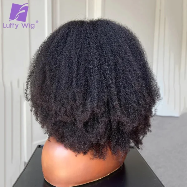 Human Hair Half Wigs Afro Kinky Curly V Part Glueless Short - Image 3