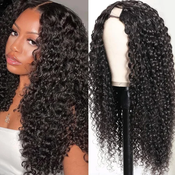 Half Wigs Brazilian Remy Human Hair, Kinky Curly V Part