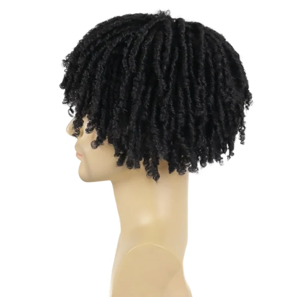 Human Hair Half Wigs Short Curly Dreadlocks Rasta Afro Twist Wig - Image 2