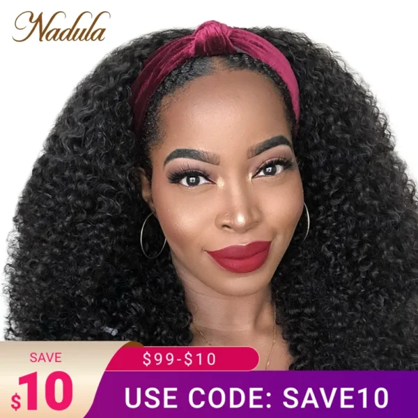 Half Wigs Kinky Curly, 12-26 Inch, Natural Human Hair Wig