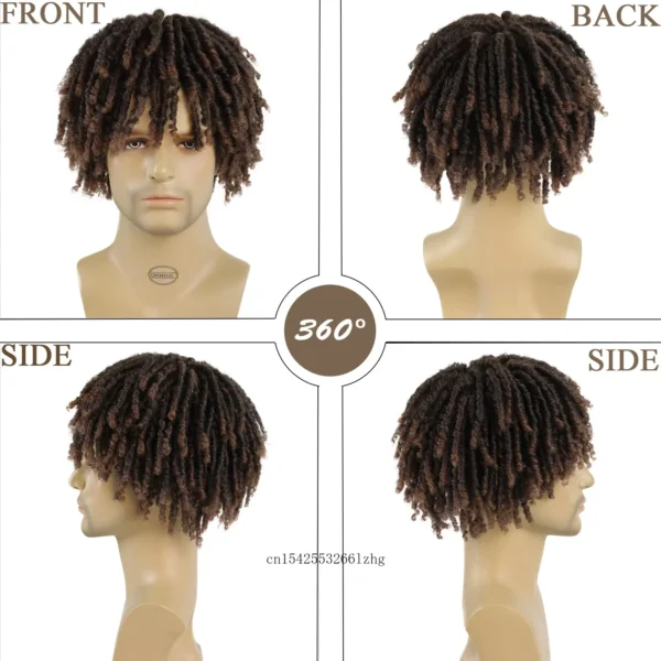Human Hair Half Wigs Short Dreadlock Synthetic Ombre Brown Natural Look - Image 6
