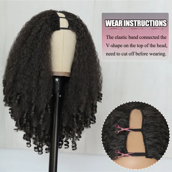 Human Hair Half Wigs Afro Curly Kinky Straight No Leave Out - Image 4