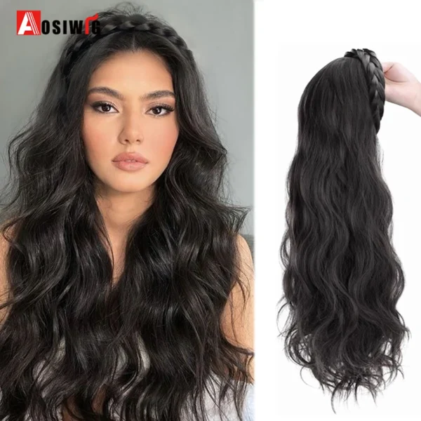 Half Wigs, Synthetic Long Curly Heat Resistant Hairpiece Cosplay