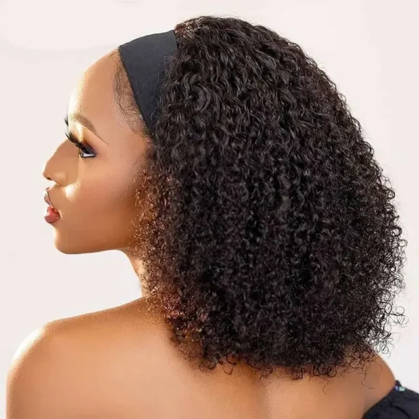 Water Wave Headband Wig, Kinky Curly Brazilian Human Hair Scarf Wig