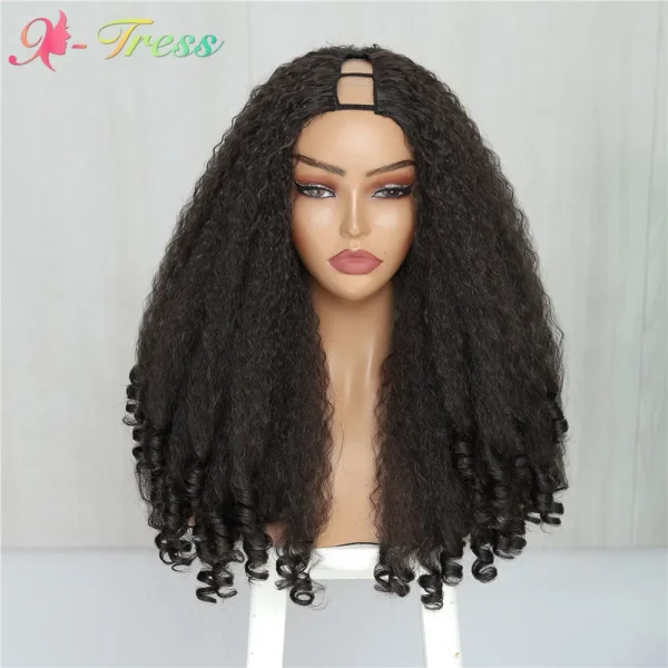 Human Hair Half Wigs Afro Curly Kinky Straight No Leave Out