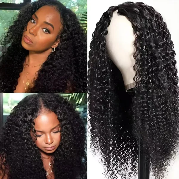 Half Wigs V Part, Kinky Curly, 180% Density, No Glue, Clip-In