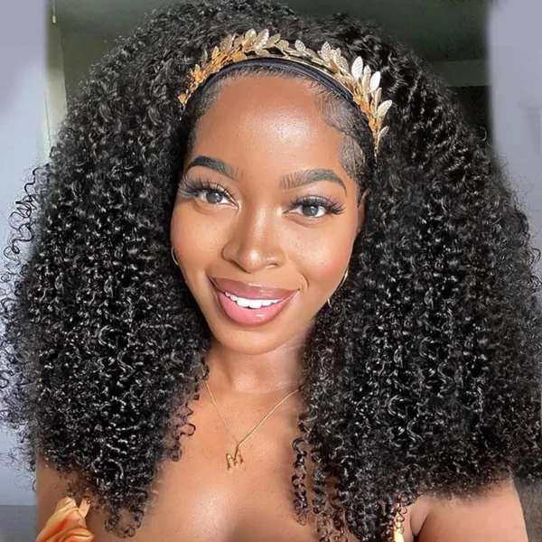 Human Hair Half Wigs Kinky Curly Brazilian Remy Headband 10-24inch - Image 2