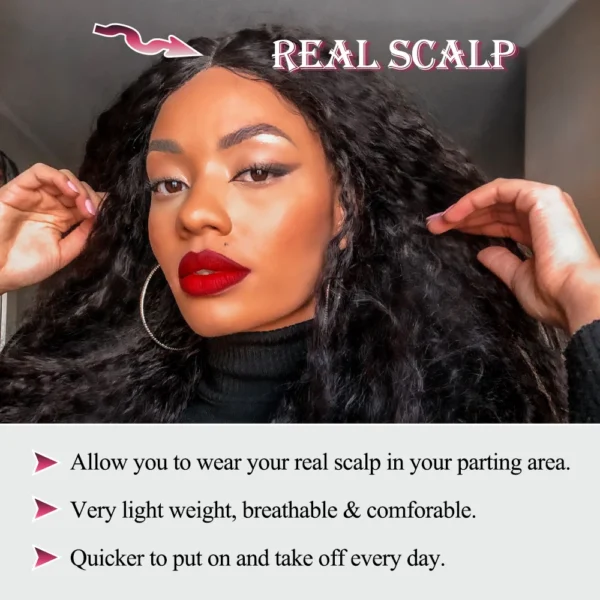 Human Hair Half Wigs Afro Curly Kinky Straight No Leave Out - Image 3