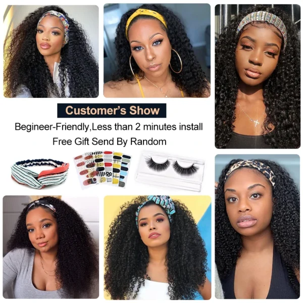 Half Wigs Kinky Curly, 12-26 Inch, Natural Human Hair Wig - Image 5
