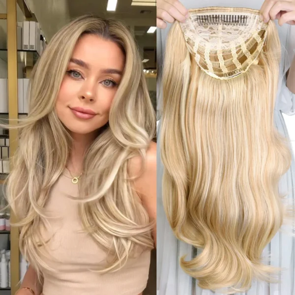 Half Wigs Synthetic Long Wavy, Blonde Head Tied Hair Extensions