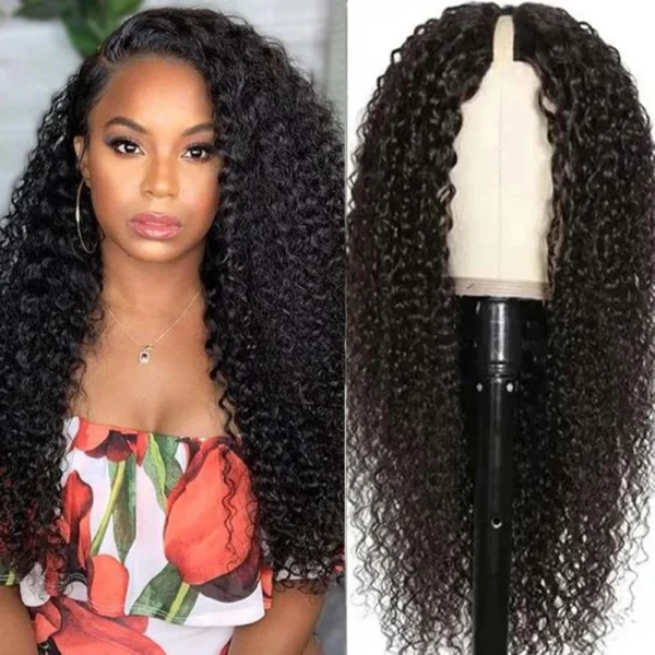 Human Hair Half Wigs Kinky Curly U Part Brazilian Wig